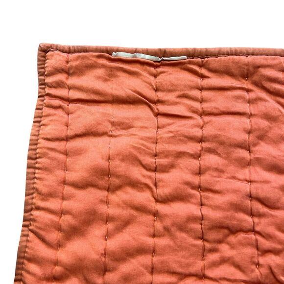 Pottery Barn Coral Silk Channel Stitch 27" Euro Sham Pillow Case Square Preppy - Picture 7 of 10